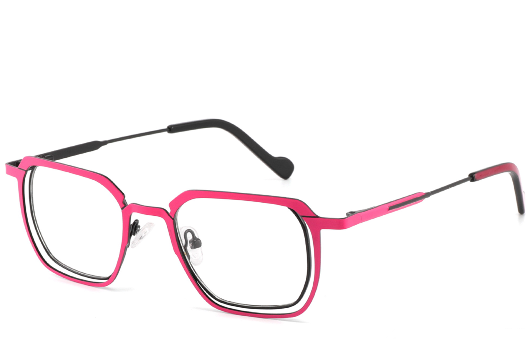 Rectangular Pink Metal Glasses #BS2425-1315