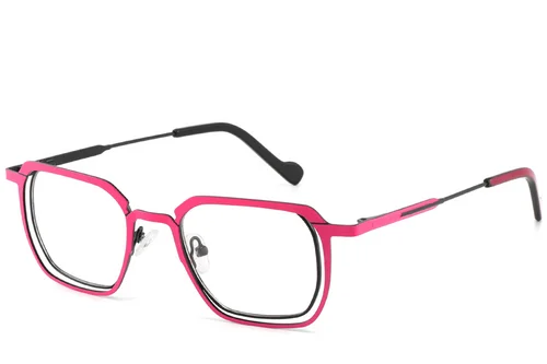 Lunettes rectangulaires en métal rose #BS2425-1315