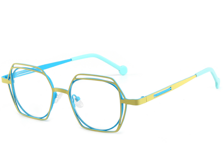 Gafas geométricas de metal azul #BS2425-1316
