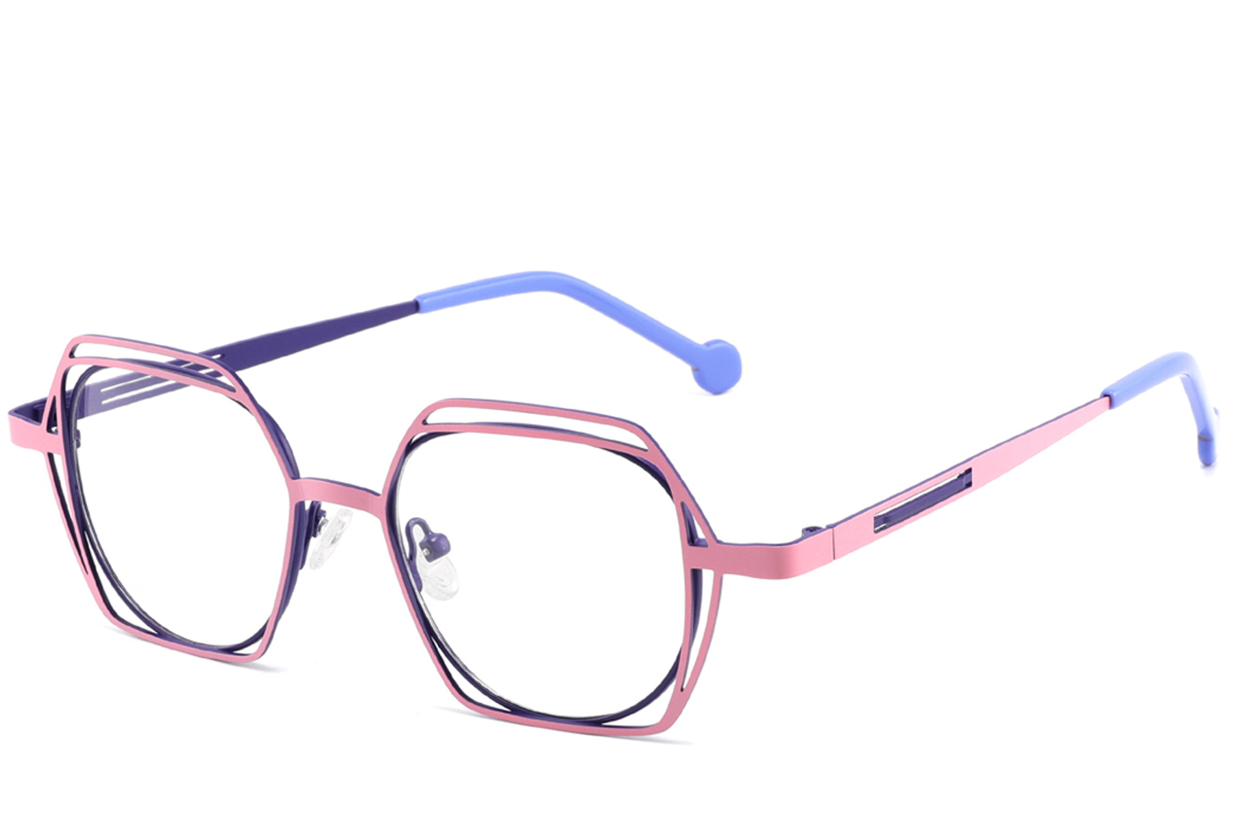 Geometric Pink Metal Glasses #BS2425-1317