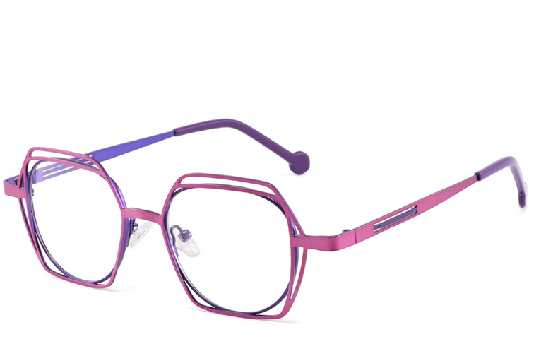 Gafas geométricas de metal morado #BS2425-1320