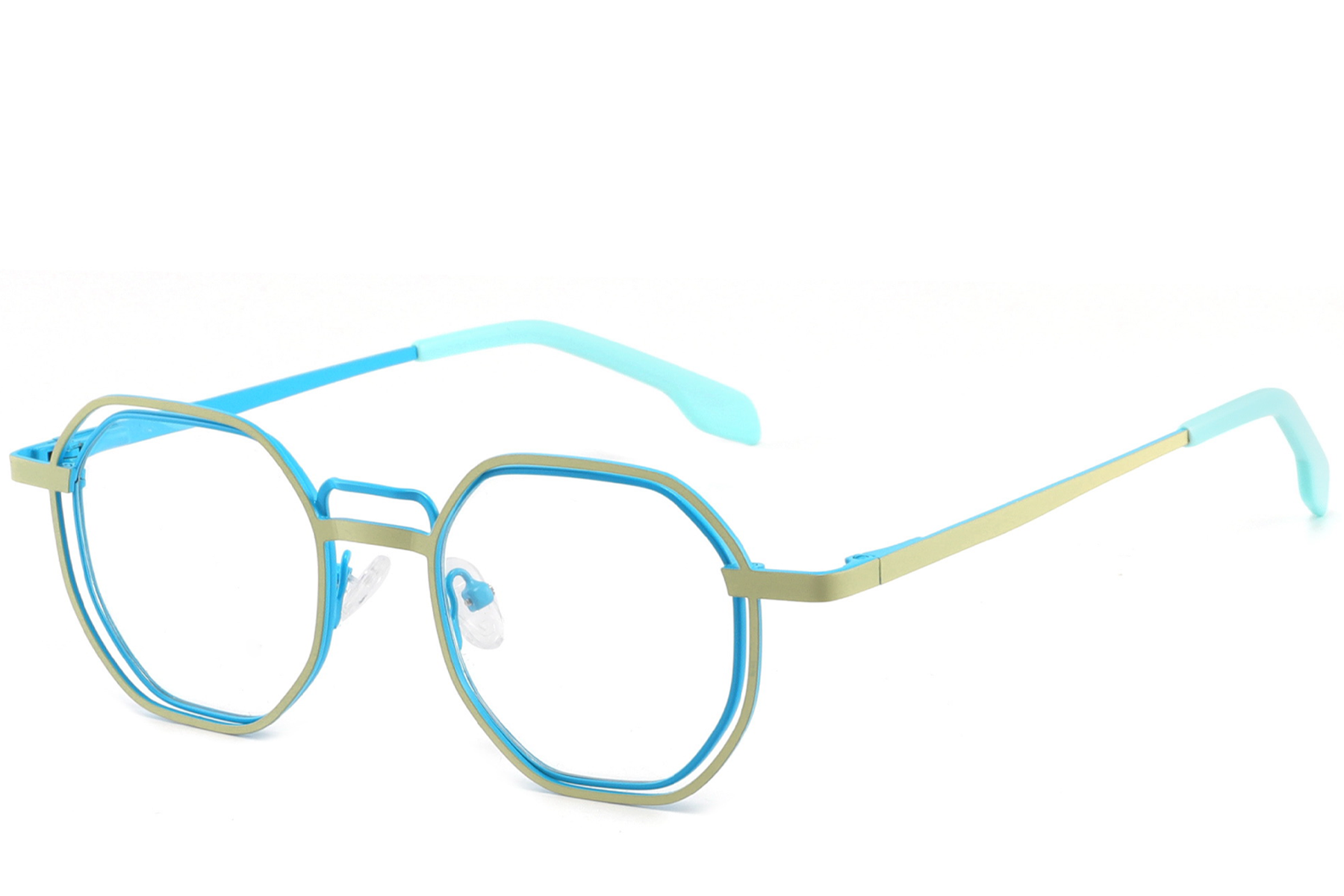 Geometric Blue Metal Glasses #BS2425-1321