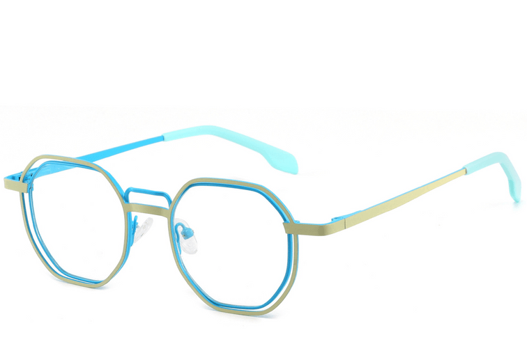 Gafas geométricas de metal azul #BS2425-1321