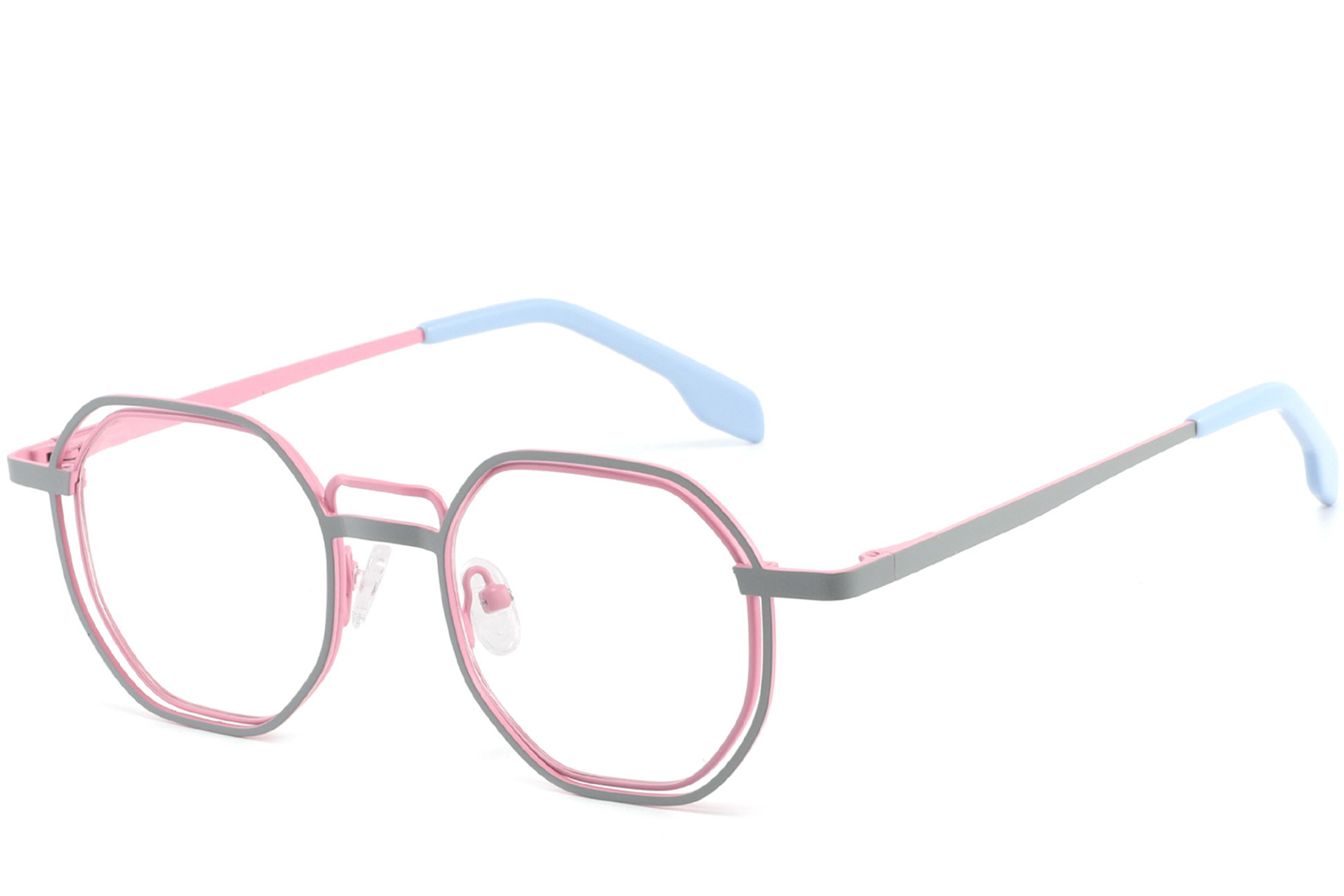 Geometric Pink Metal Glasses #BS2425-1323