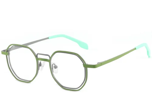 Lunettes géométriques en métal vert #BS2425-1324