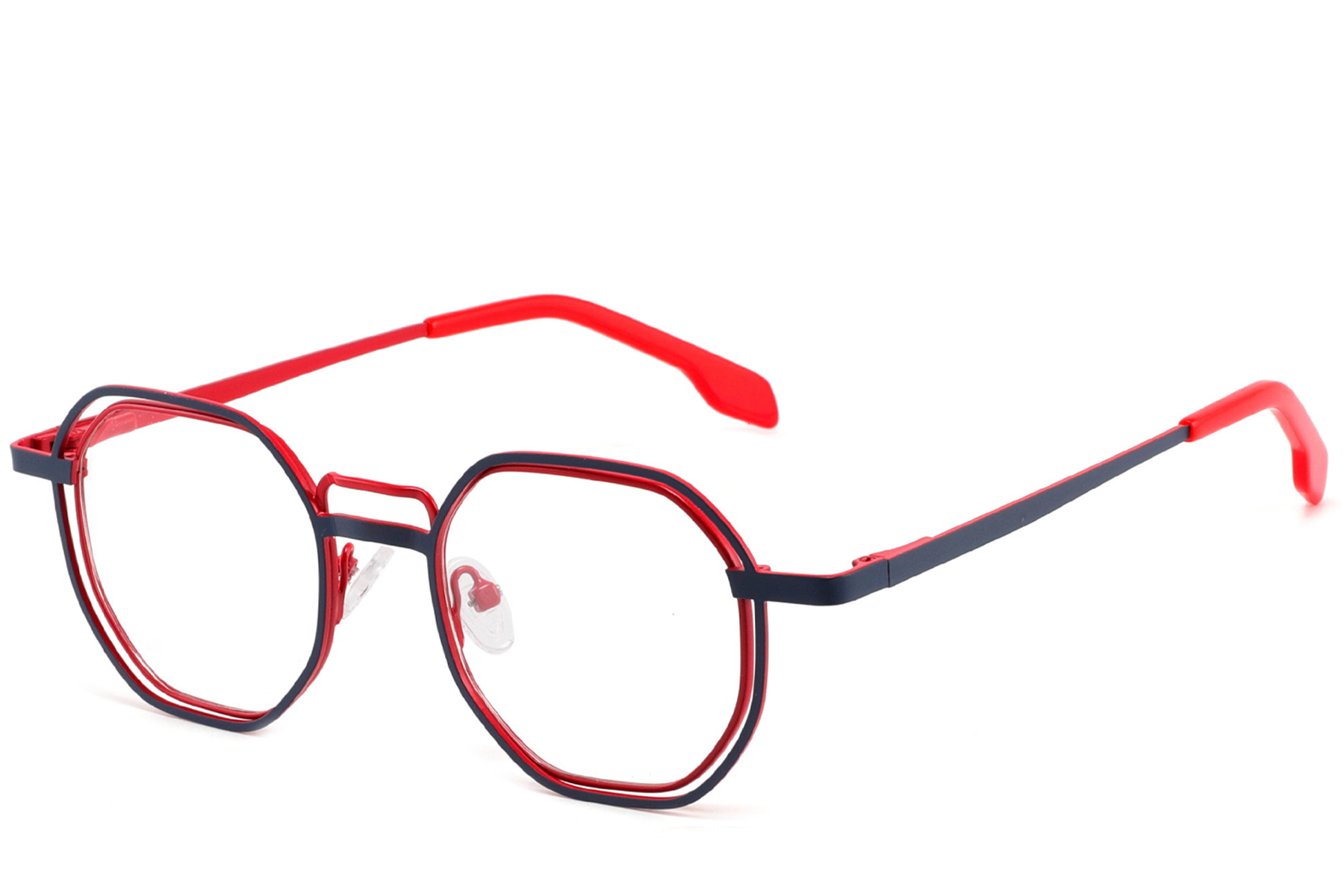 Geometric Red Metal Glasses #BS2425-1325