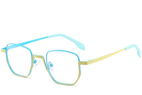 Lunettes rectangulaires en métal bleu #BS2425-1327