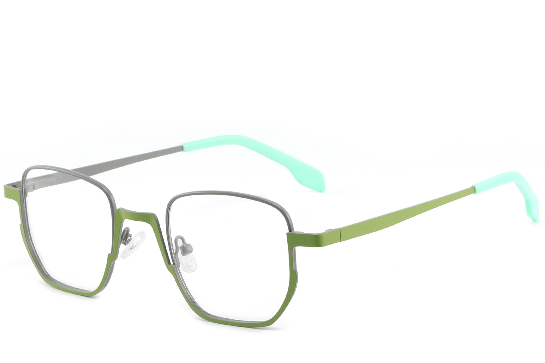 Rectangular Green Metal Glasses #BS2425-1330