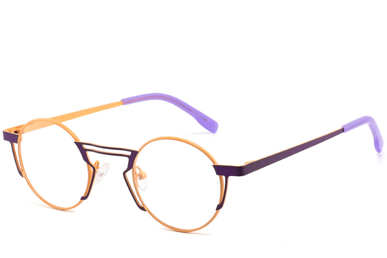 Geometric Orange Metal Glasses #BS2425-1336