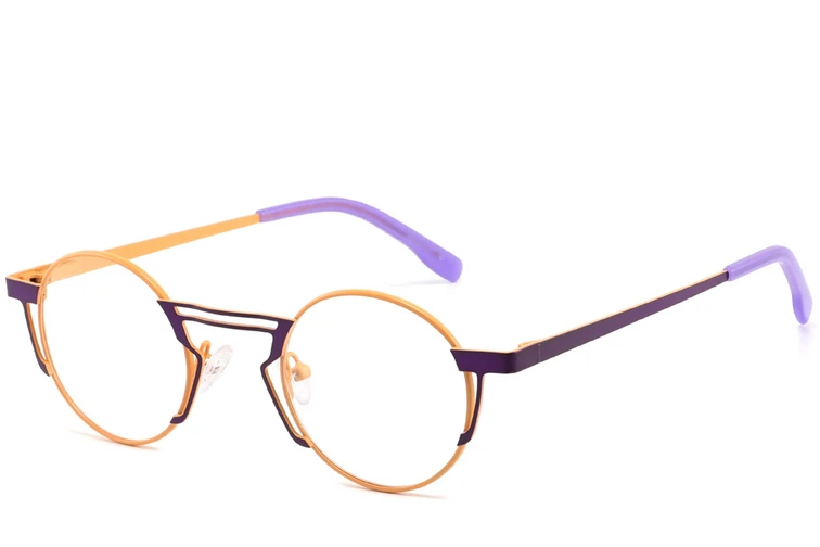 Geometrische oranje metalen bril #BS2425-1336