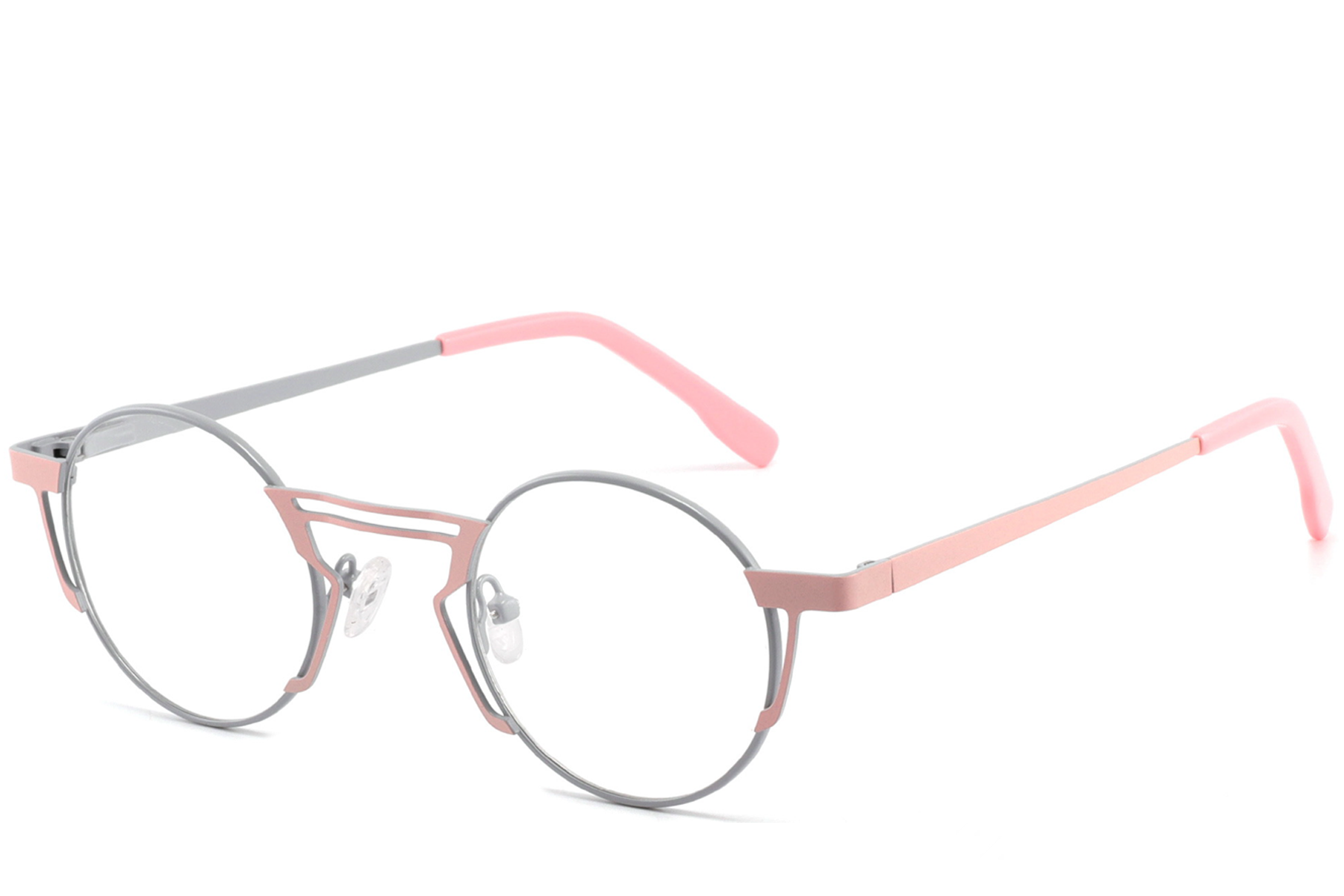 Geometric Pink Metal Glasses #BS2425-1341
