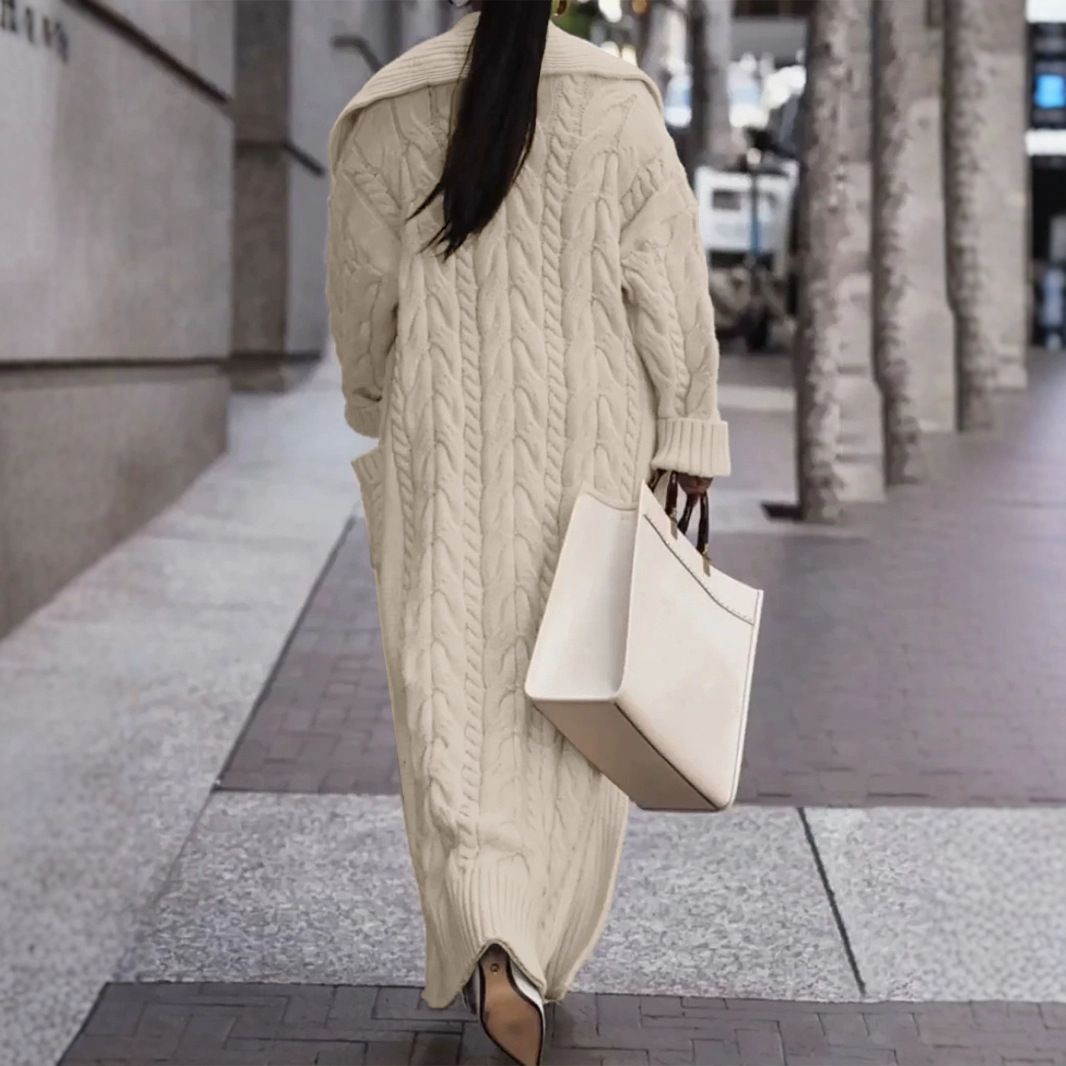 Chunky Knit Cardigan Sweater Long Open Front Cable Knit Duster SSU-00092