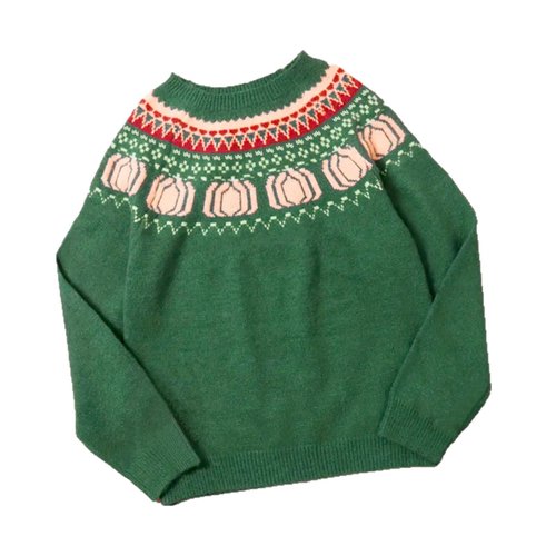 Halloween-Strickpullover mit Farbblockmuster, langärmelig, SSU-00081