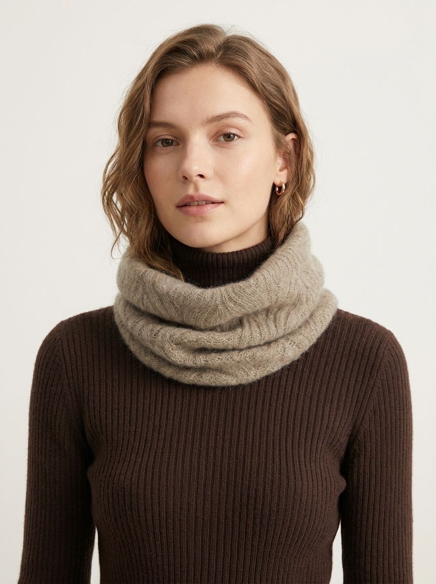 Cashmere Knit Cashmere Neck Warmer Cowl Snood Scarf