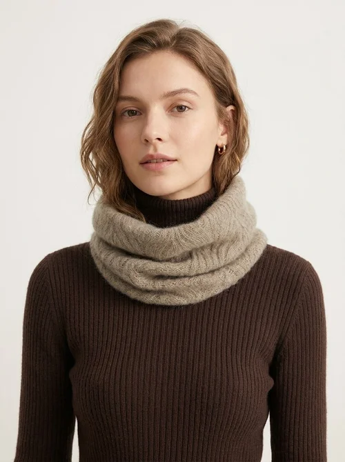 Cashmere Knit Cashmere Neck Warmer Cowl Snood Scarf