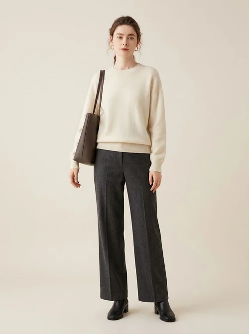 Cashmere Women's Crewneck Cashmere Knit Pullover Sweater