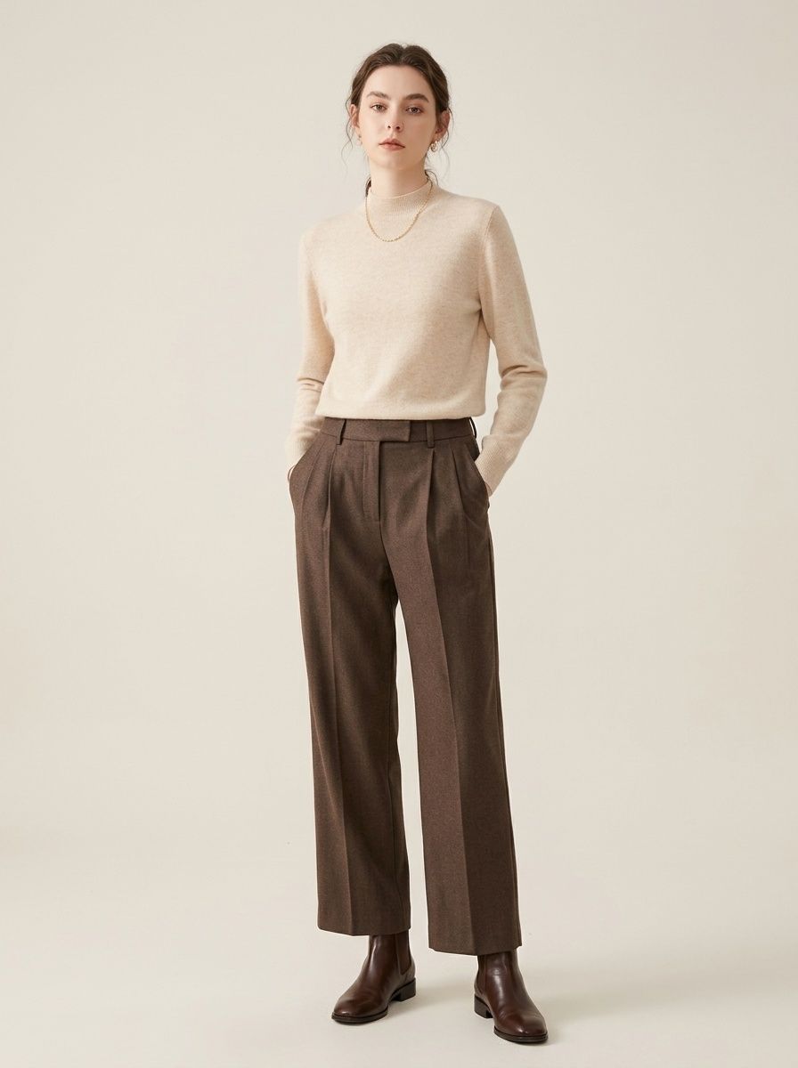 Cashmere Women's Mock Neck Long Sleeve Knit Sweater Pullover