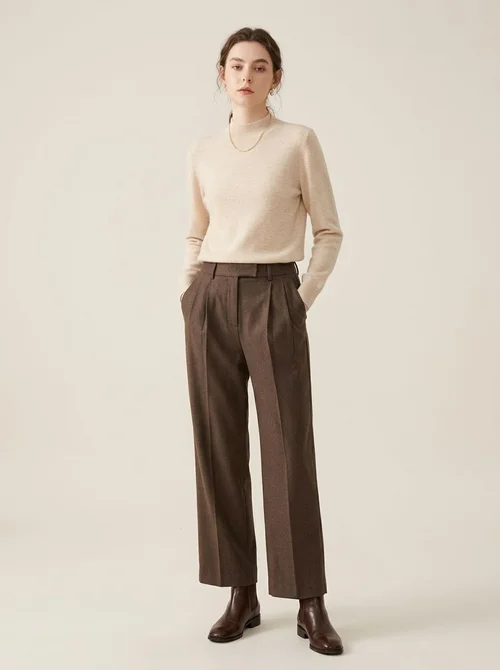 Cashmere Women's Mock Neck Long Sleeve Knit Sweater Pullover