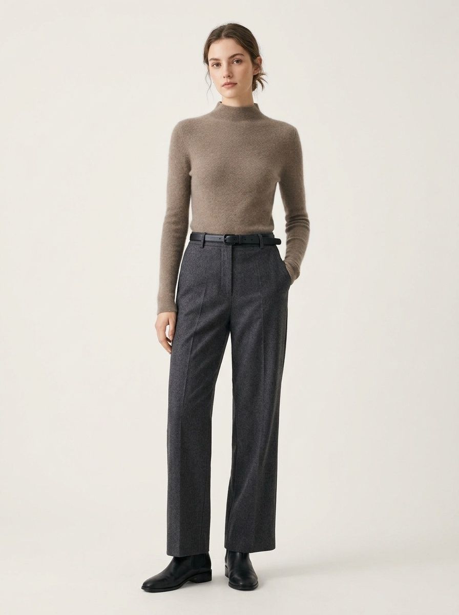 Women's Mock Neck Ribbed Knit Long Sleeve Sweater
