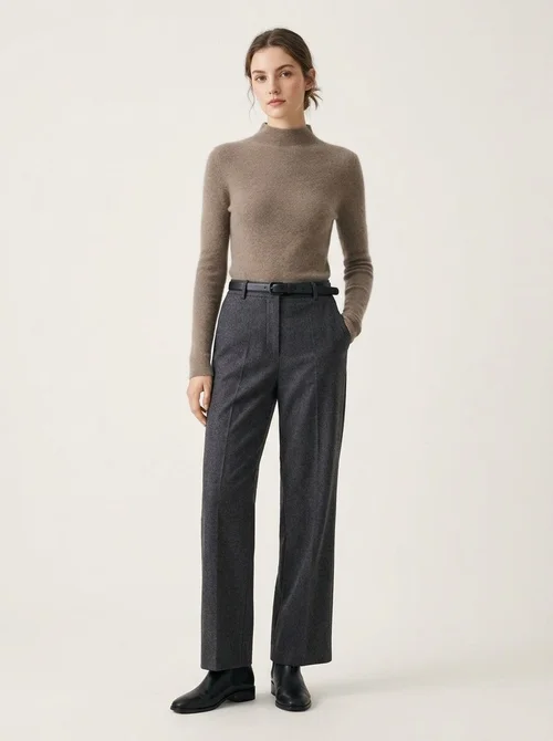 Women's Mock Neck Ribbed Knit Long Sleeve Sweater