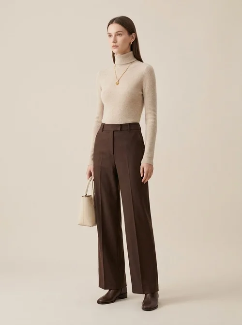 Women Ribbed Turtleneck Long Sleeve Knit Sweater