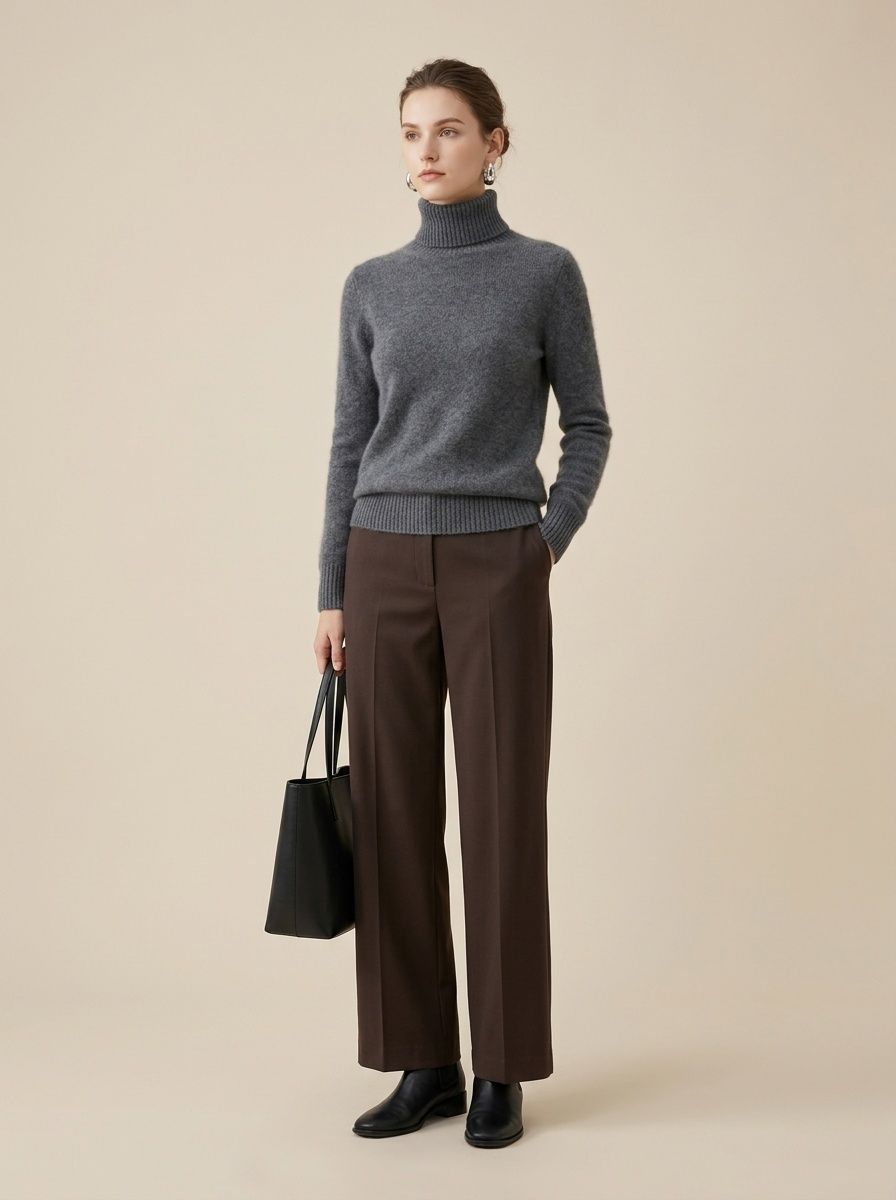 Women's Ribbed Knit Turtleneck Long Sleeve Sweater