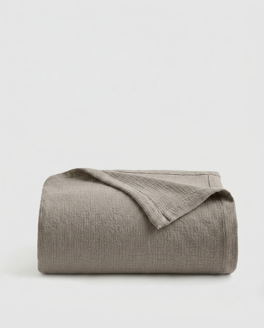 Thickened Cotton Linen Blend Machine Washable Breathable Soft Throw Blanket