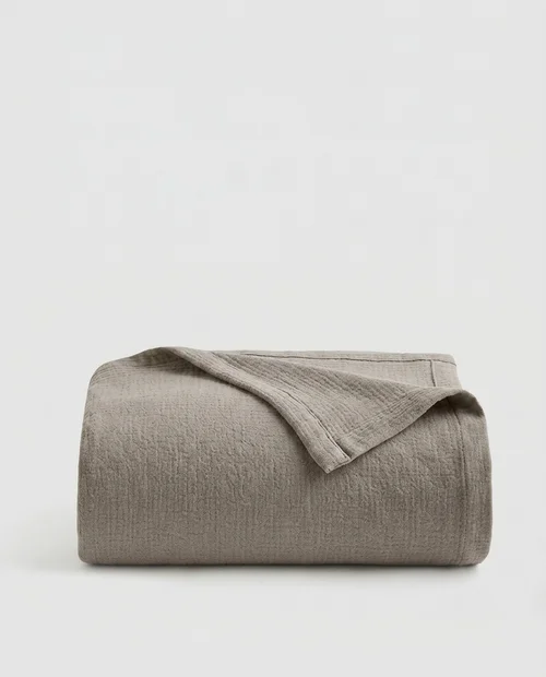Thickened Cotton Linen Blend Machine Washable Breathable Soft Throw Blanket