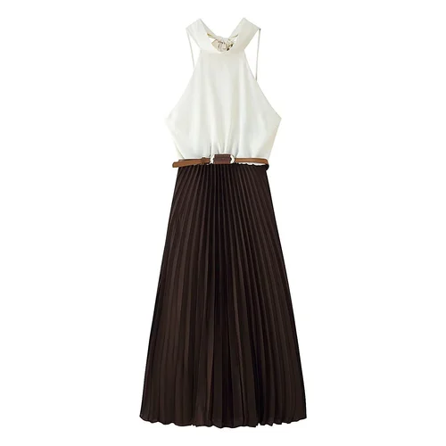 Inspired Midi Dress with Pleated Detail KUN-00022