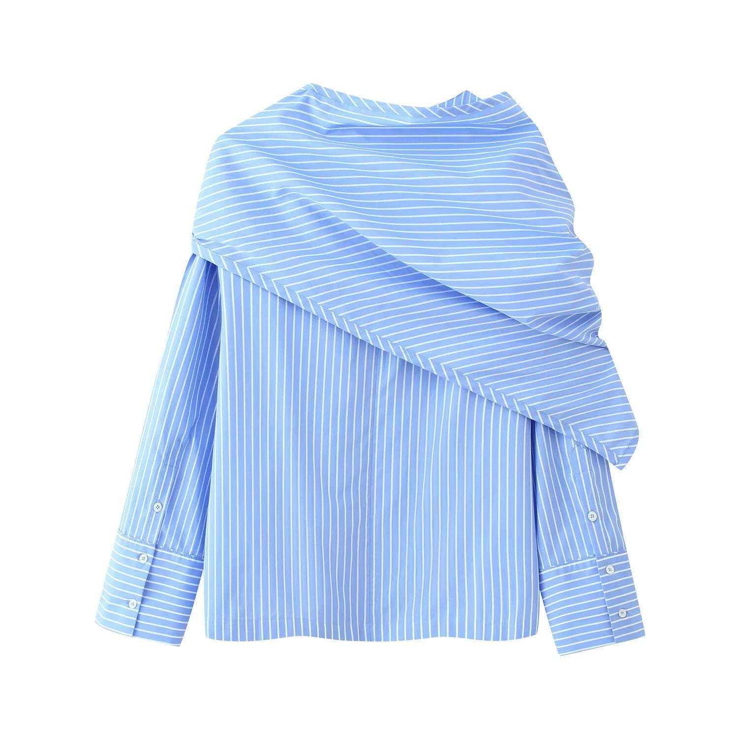 Chemise à rayures avec foulard intégré - Polyvalente et élégante KUN-00064