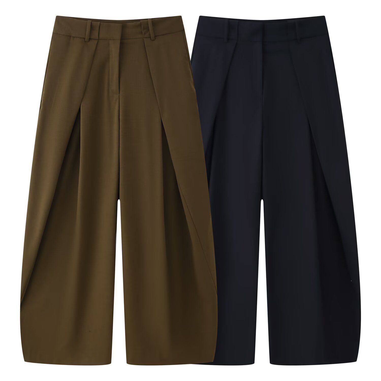 Wide Leg Pleated Pants - Stylish Loose Fit Trousers KUN-00028