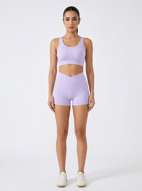 Figurformendes, hochintensives, schnelltrocknendes Yoga-Shorts-Set mit sexy Weste für Damen