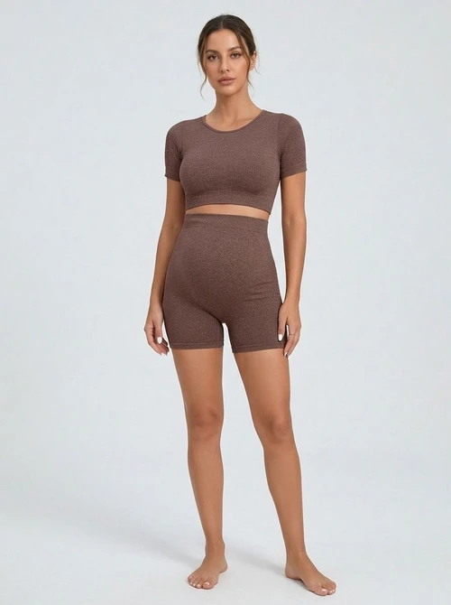 Slimming High-Waisted Quickdry Maternity Yoga Shorts Set for Women with Sexy S-Shape Fit (without pads)