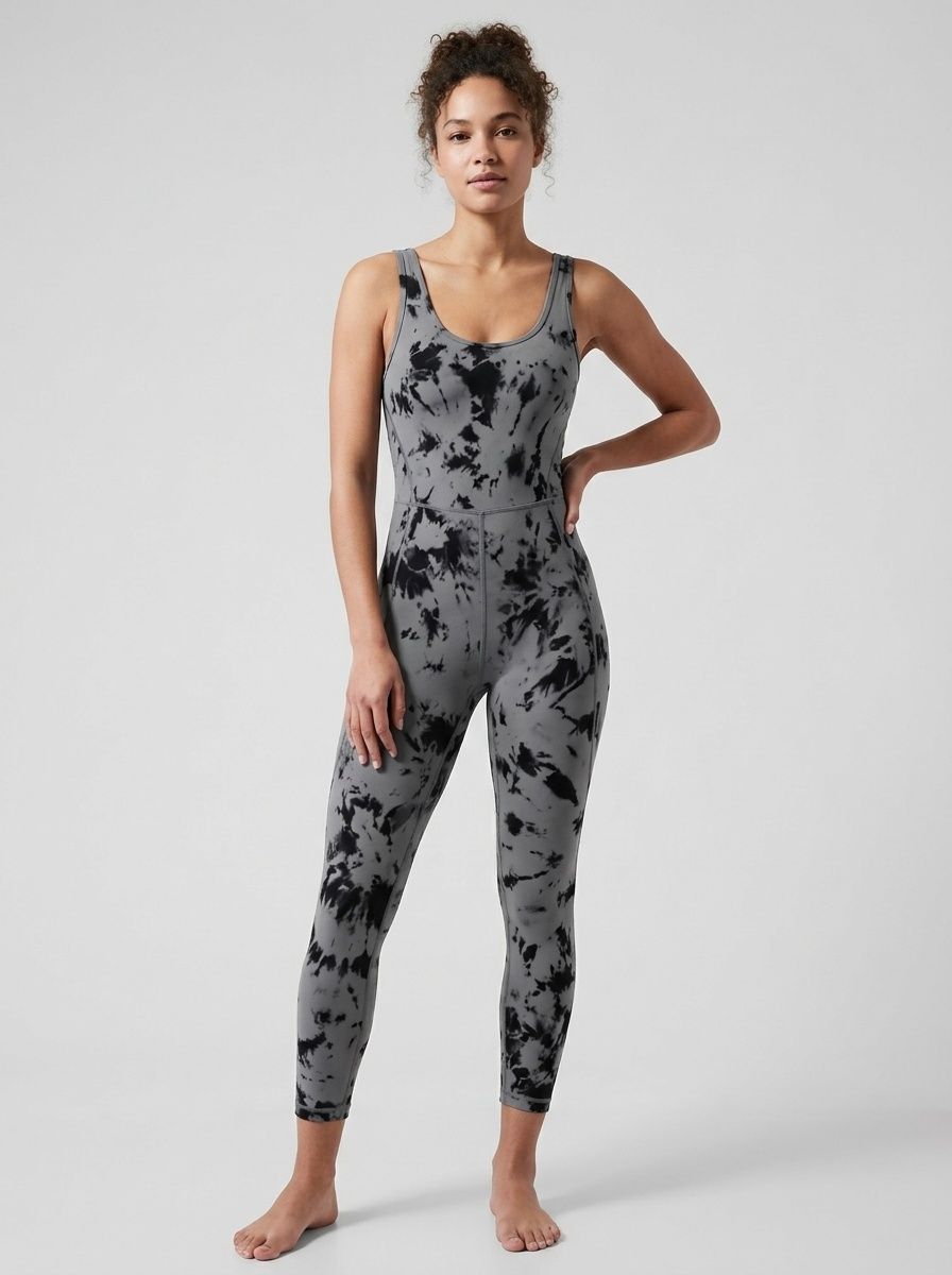 Tie-Dye Slimming Pilates Bodysuit with Sexy Suspender Straps for Women (without pads)