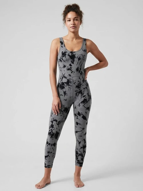 Tie-Dye Slimming Pilates Bodysuit with Sexy Suspender Straps for Women (without pads)