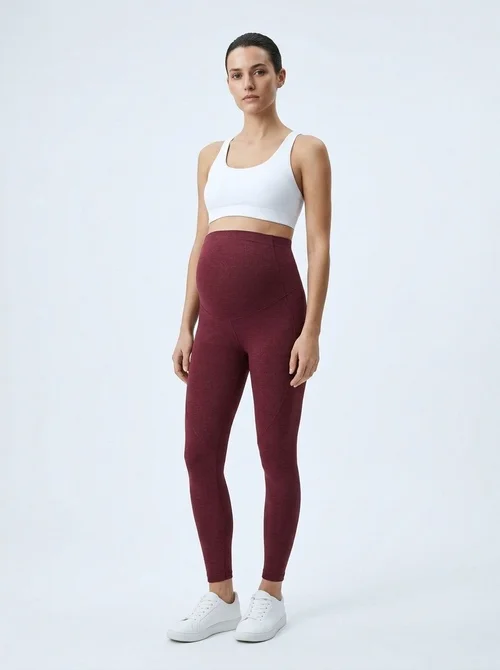 Hochgeschnittene, figurformende, atmungsaktive Umstands-Yogahose mit Bauchstütze für Frauen im Winter