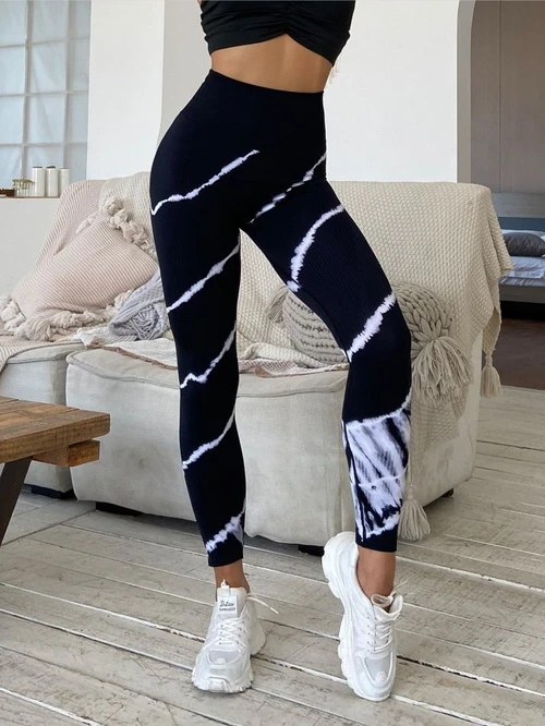 High-Waisted Slimming Quick-Dry Tie-Dye Yoga Leggings with Sexy S-Shape Fit for Women