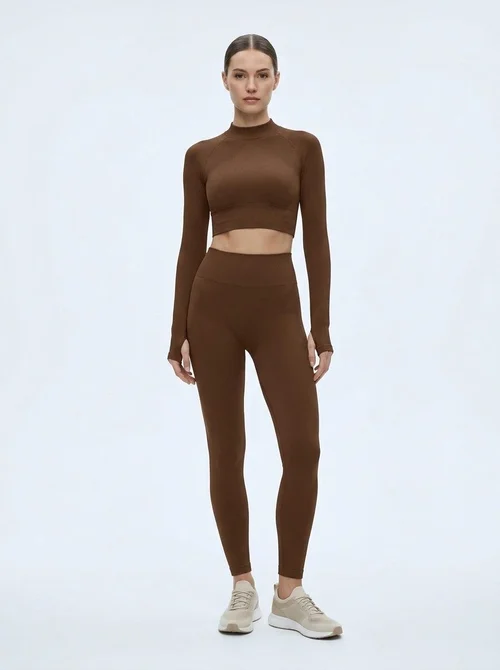 Slimming Quick-Dry Sexy S-Shape Winter Fitness T-Shirt & High-Waisted Leggings Set for Women (without pads)
