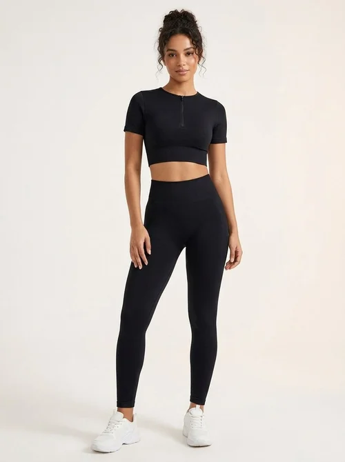 Completo da yoga invernale slim fit ad asciugatura rapida con leggings lunghi a vita alta da donna (senza imbottitura)