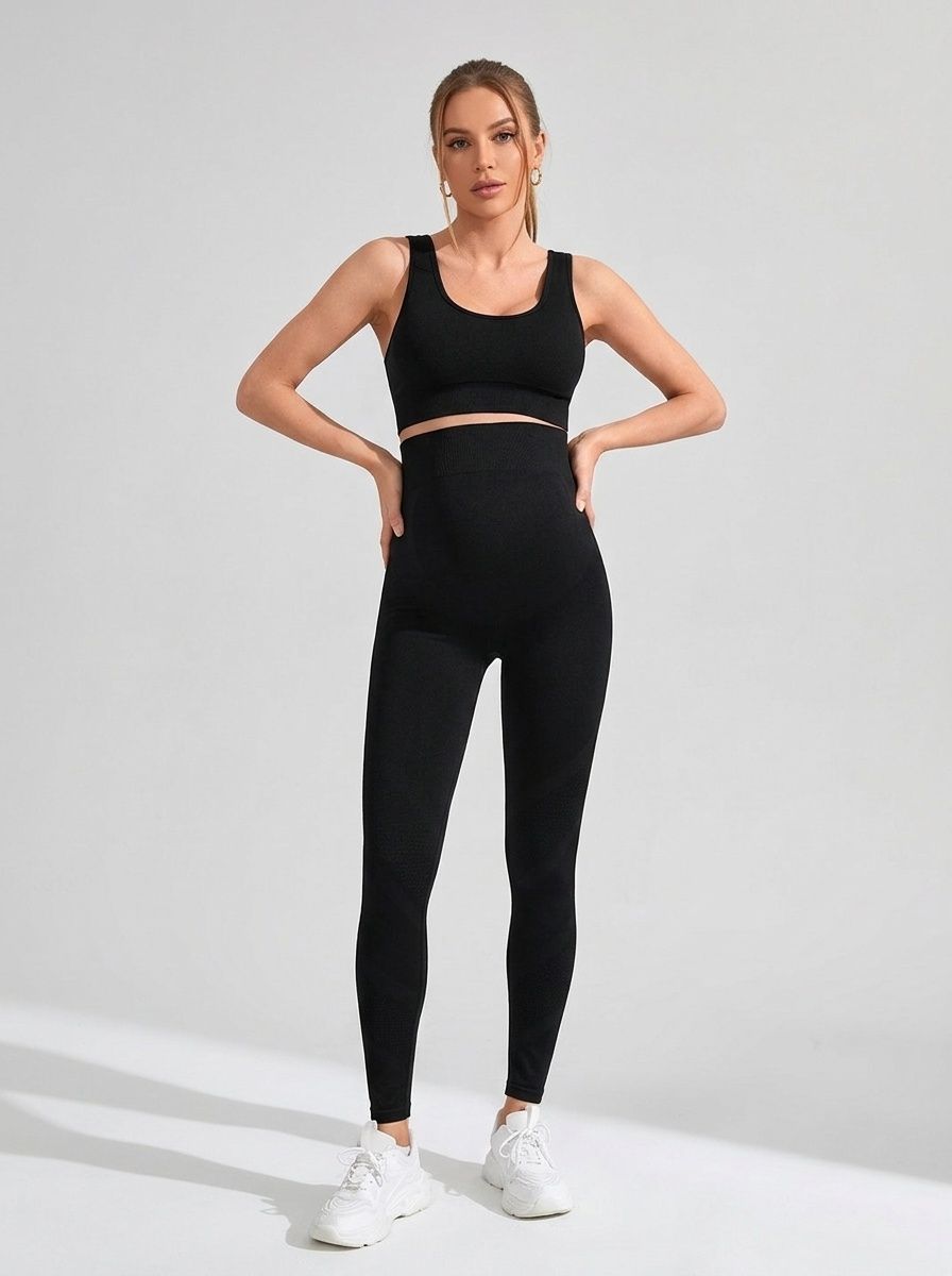 Quick-Dry High-Waisted Slimming Maternity Yoga Set with Sports Bra and Leggings for Women