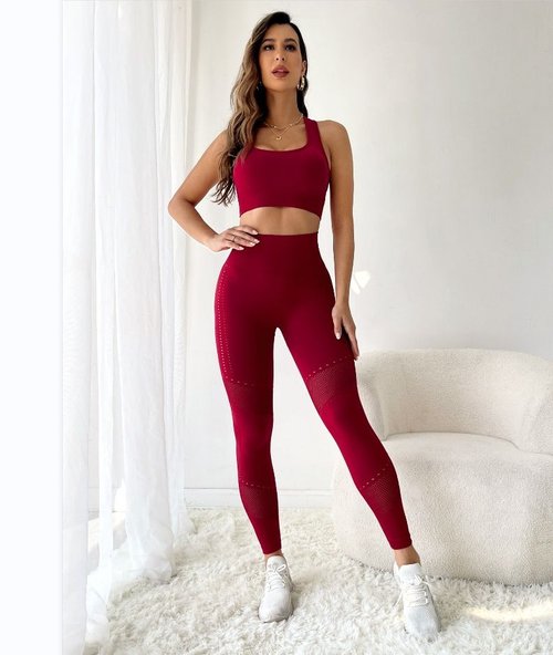 Gepolstertes, figurformendes Yoga-Leggings-Set mit Laserschnitt und schnelltrocknender Funktion für Damen