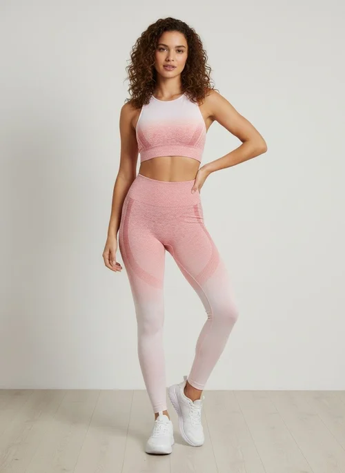 Conjunto de leggings de yoga de talle alto y secado rápido con corte en forma de S para mujer.