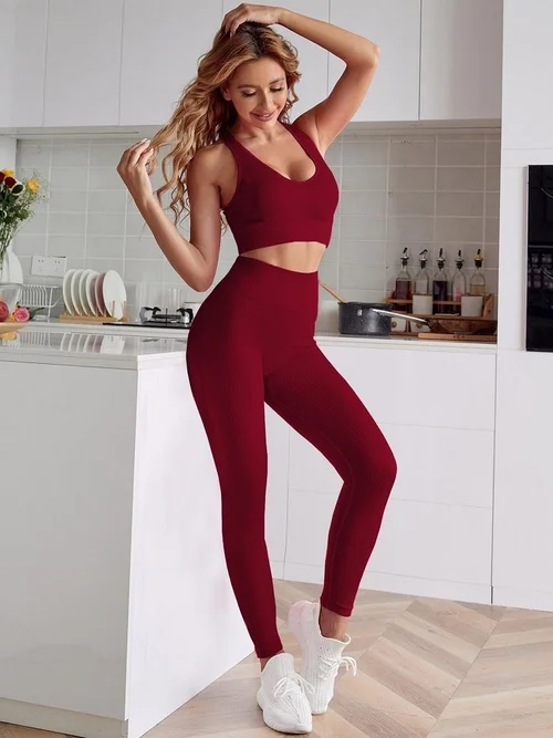 Completo da yoga a vita alta, snellente e ad asciugatura rapida, per donna, con silhouette a S sexy.