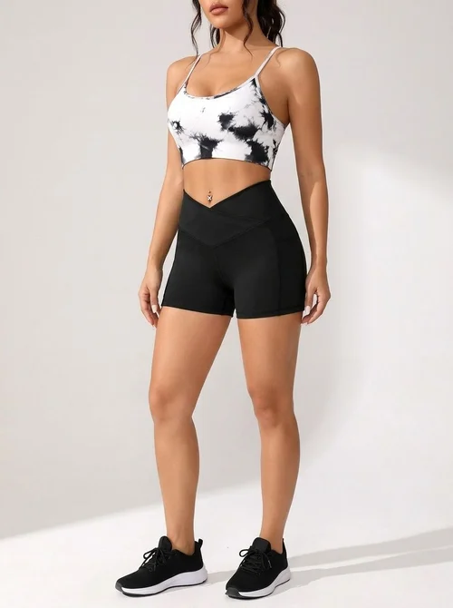 Hochgeschnittene, figurformende, sexy S-förmige Fitnessshorts für Damen mit schnelltrocknender Funktion