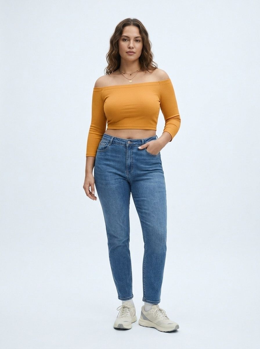 Sexy Off-Shoulder Slimming Mid-Sleeve Knit T-Shirt for Women