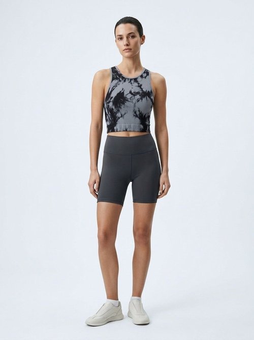 Chaleco de pilates y fitness de secado rápido con estampado tie-dye para mujer.