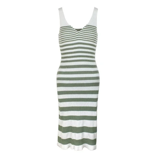 Striped V-Neck Sweater Vest Dress