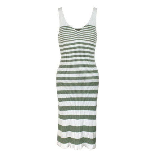 Striped V-Neck Sweater Vest Dress