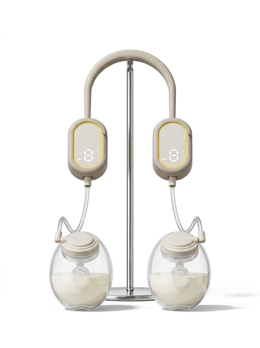 Extractor de leche portátil manos libres: diseño discreto, ligero y silencioso para mamás lactantes en constante movimiento.