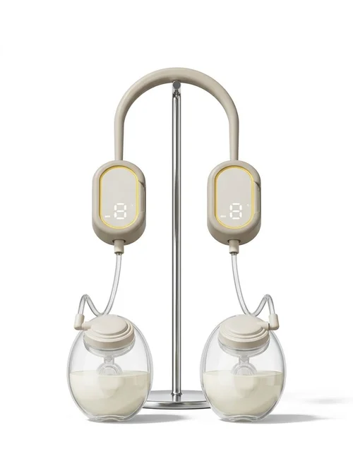 Extractor de leche portátil manos libres: diseño discreto, ligero y silencioso para mamás lactantes en constante movimiento.